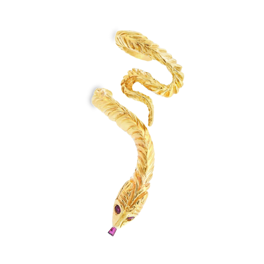 18K Yellow Gold - Snake Earrings - J32685
