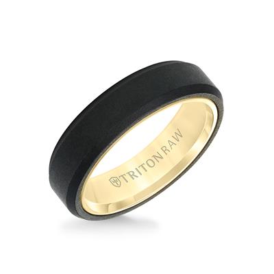 14K Yellow Gold & Tungsten Carbide - Triton Raw Bevel Edge Ring - J33216