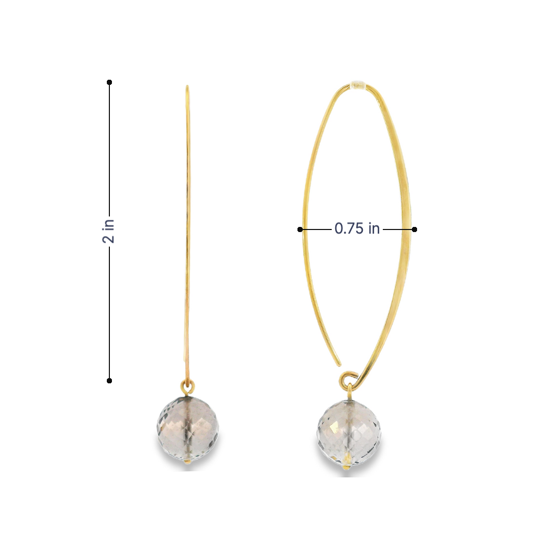 14K Yellow Gold - Smoky Quartz Earrings - 14350