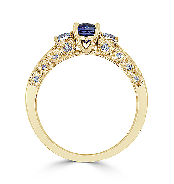 14K Yellow Gold - Sapphire and Diamond Ring - 15405