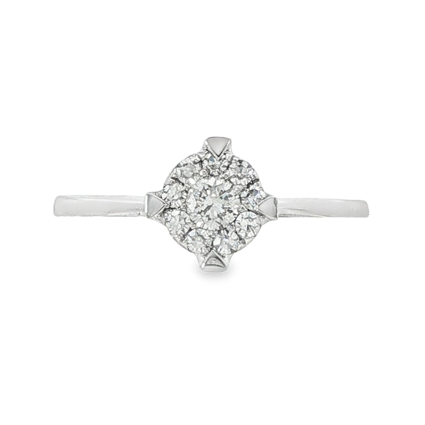 18K White gold ring with cluster of round brilliant diamonds. Item 16288 - ABC Jewelry Co.
