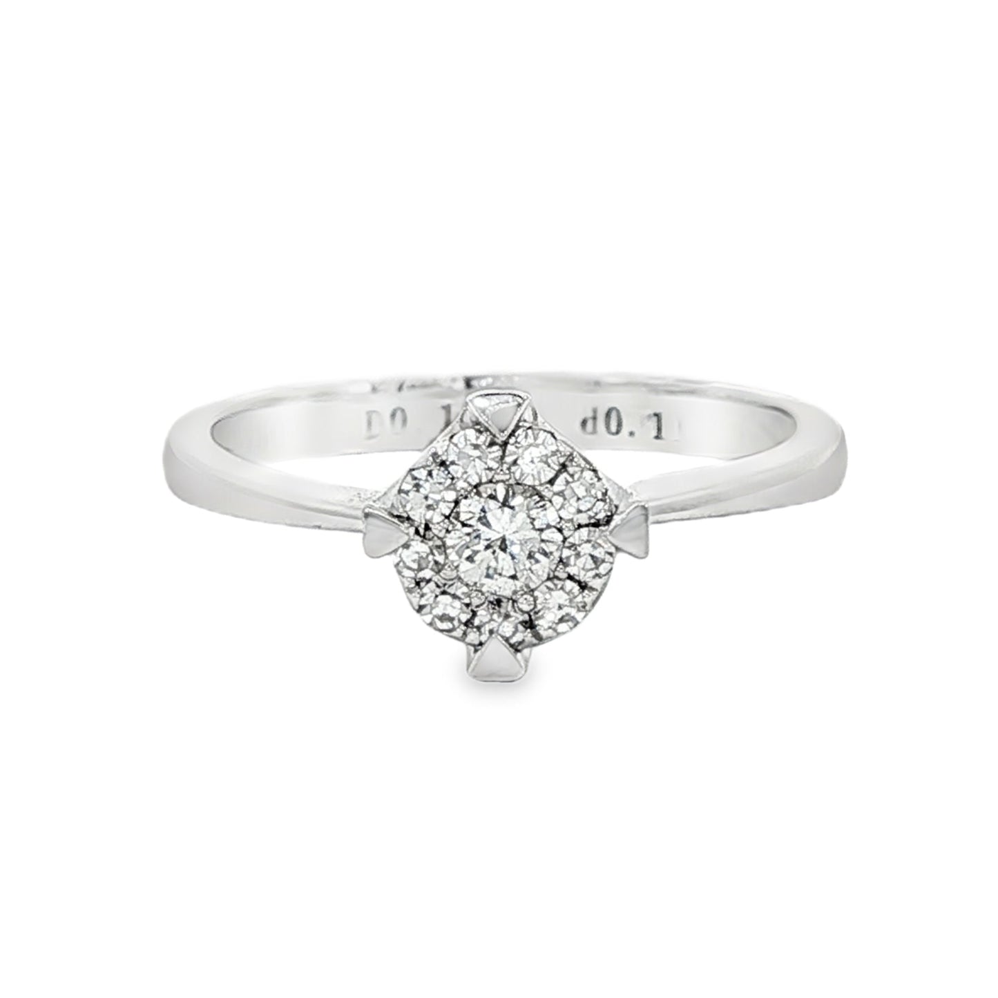 18K White gold ring with cluster of round brilliant diamonds. Item 16288 - ABC Jewelry Co.