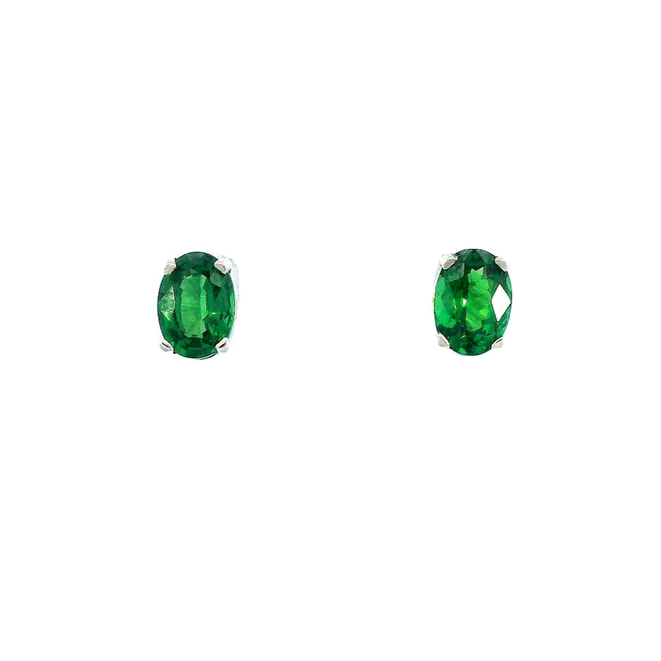 14K White Gold - Tsavorite Earring - 18874