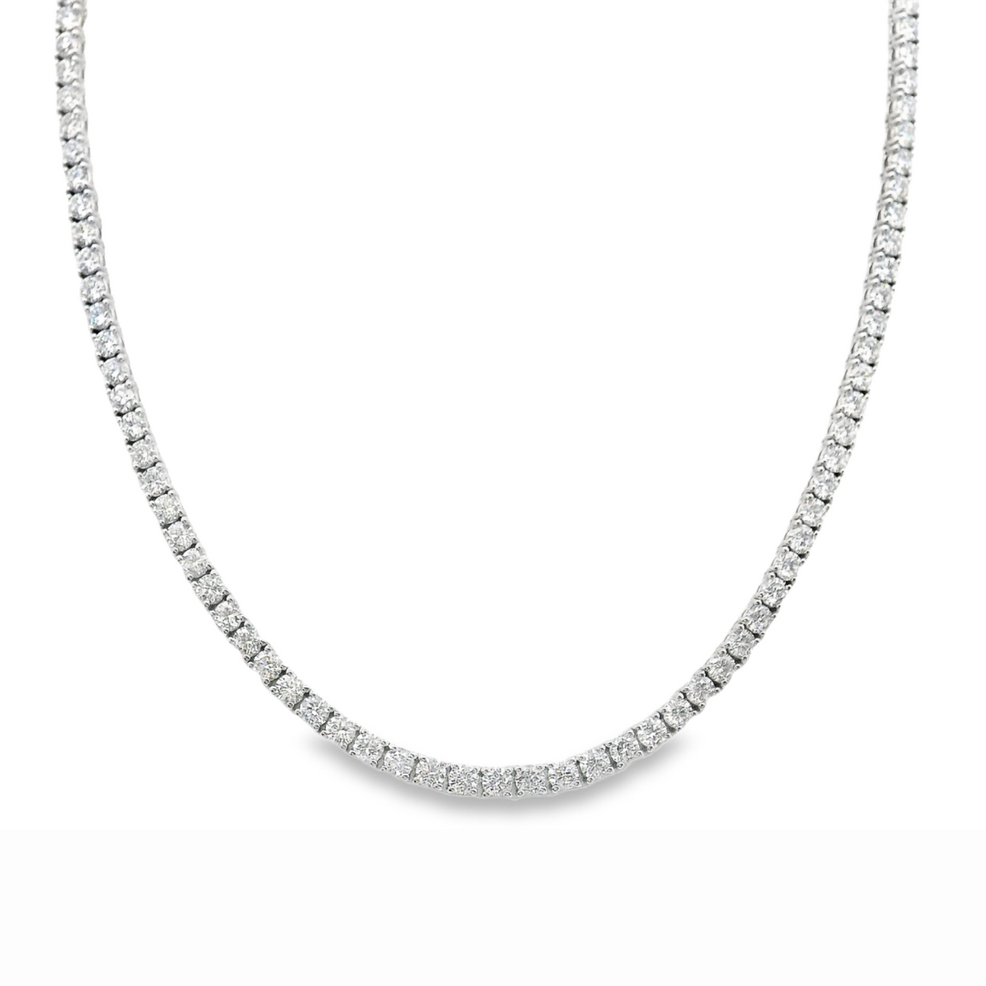 14K White Gold - 18in Diamond Tennis Necklace - J37312