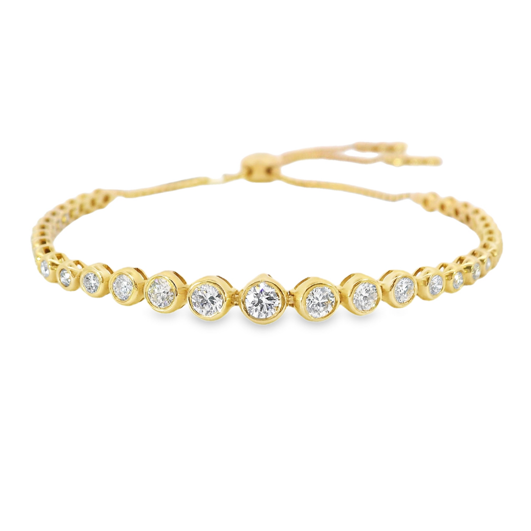 14K Yellow Gold - Diamond Bolo Bracelet - J35295