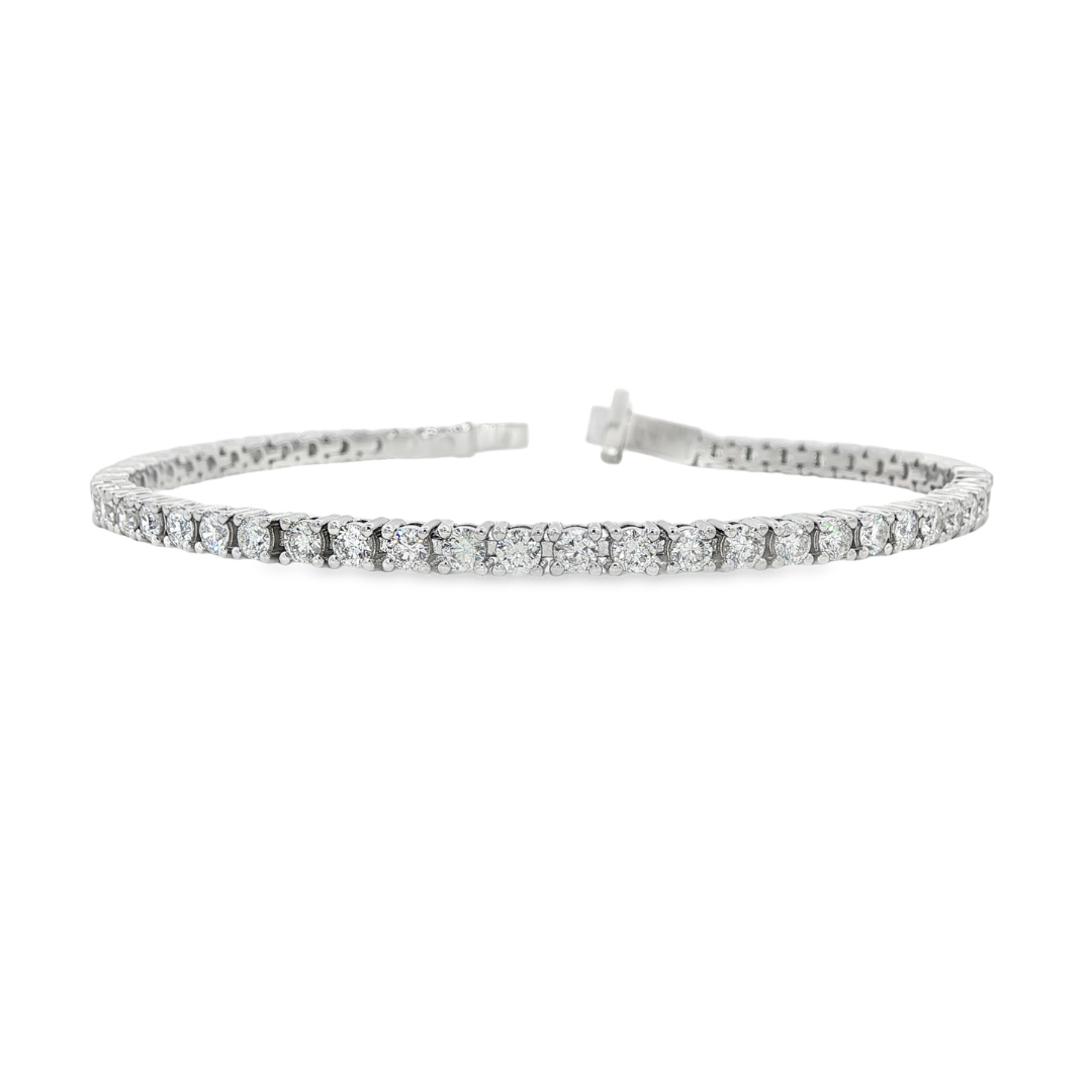 14K White Gold - Diamond Tennis Bracelet 4.00 ct tw - J38670