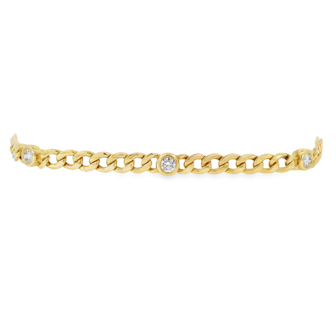 14K Yellow Gold - Diamond Link Bracelet - J35489