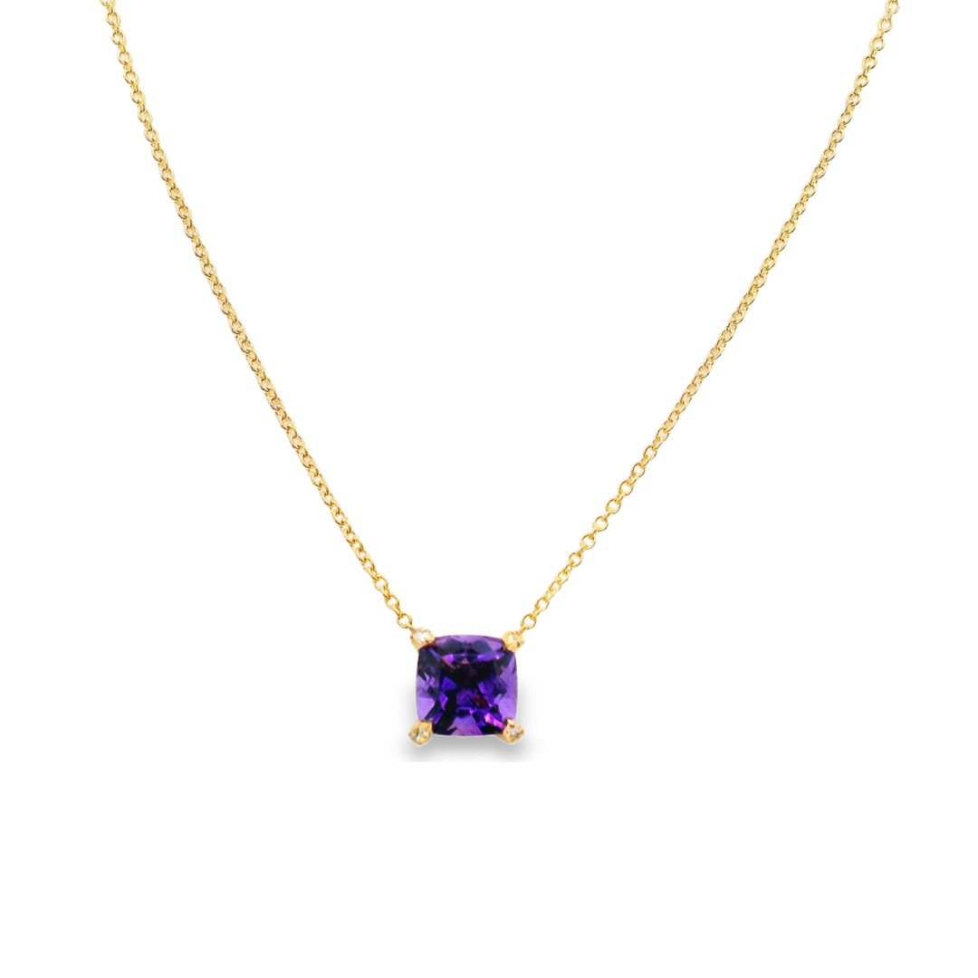 14K Yellow Gold - Amethyst Necklace - J37501
