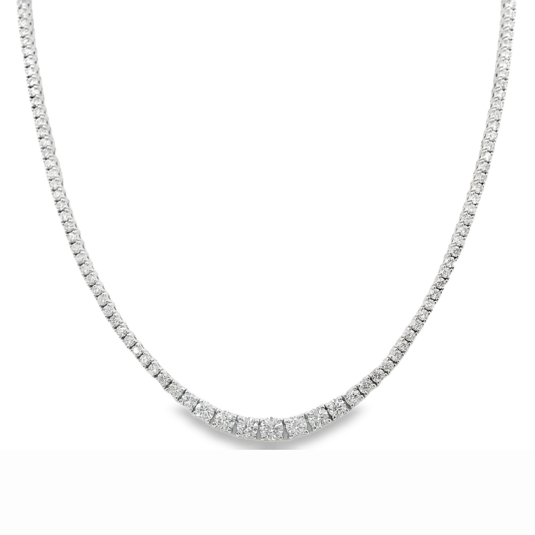 14K White Gold - Graduated Diamond Tennis Necklace - J36990