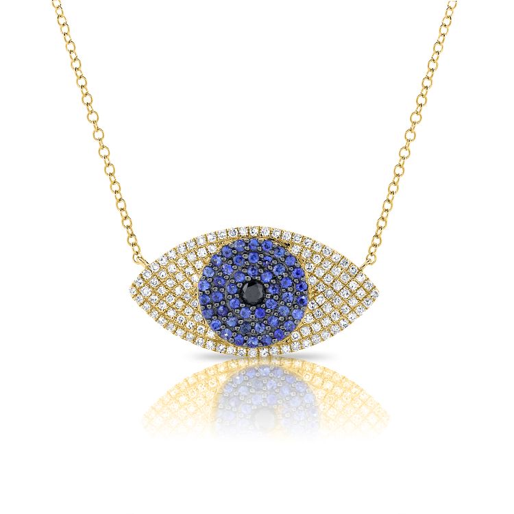 14KY Evil Eye & Hamsa Pendant Necklace-ASN45022SA