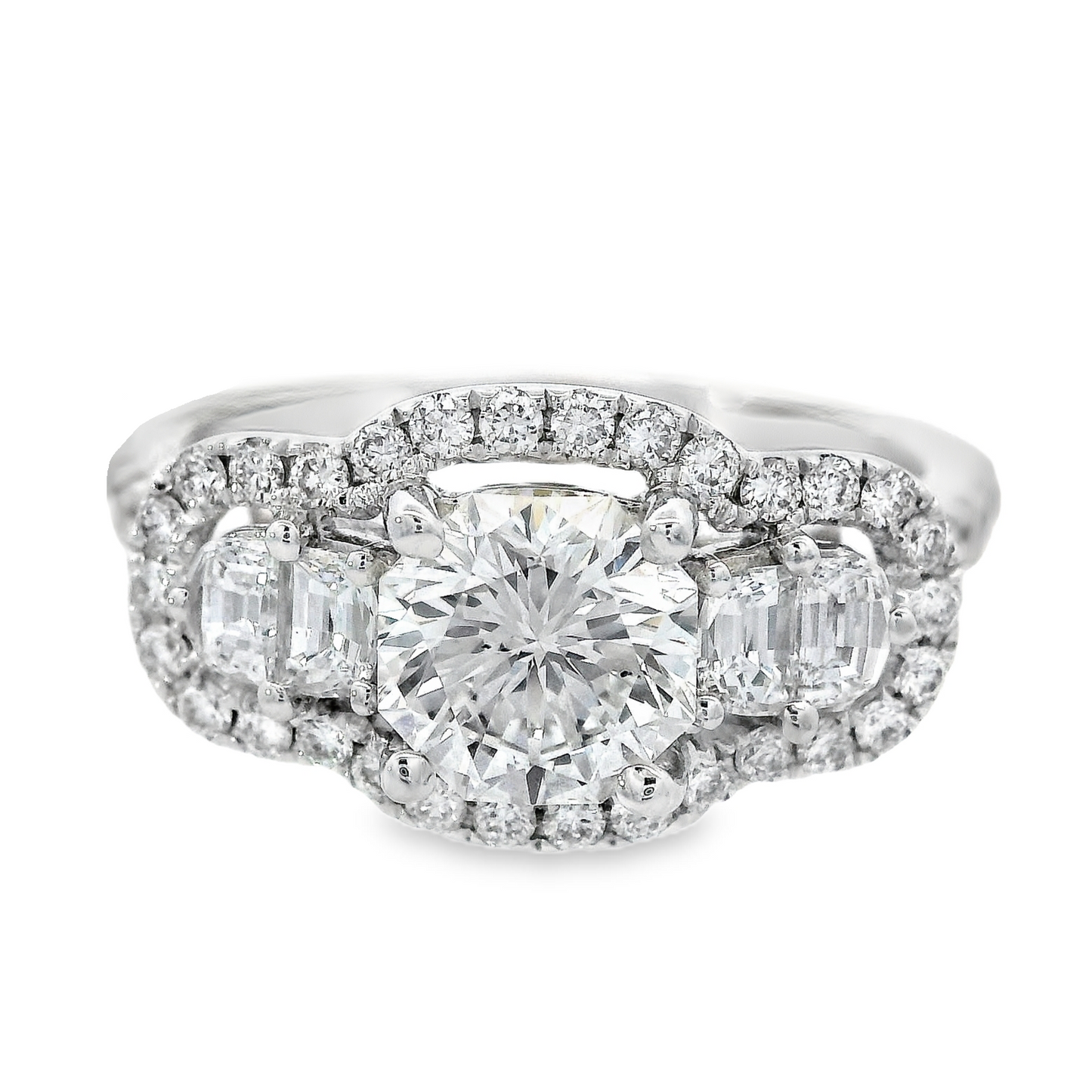 18K White Gold - Halo Engagement Ring - 22225