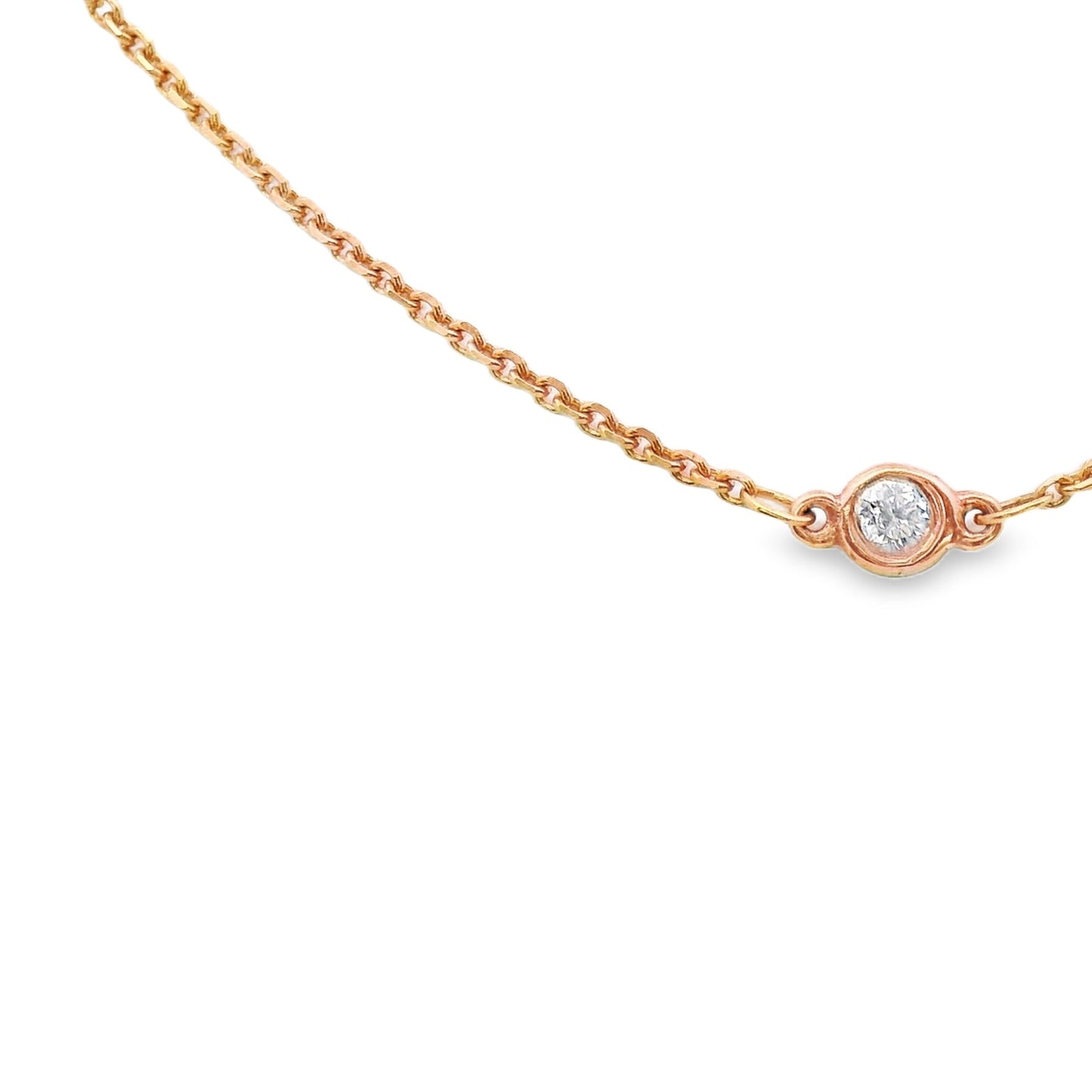 14K Rose gold Diamonds By The Yard Necklace with bezel set diamonds, item 22570 - ABC Jewelry Co