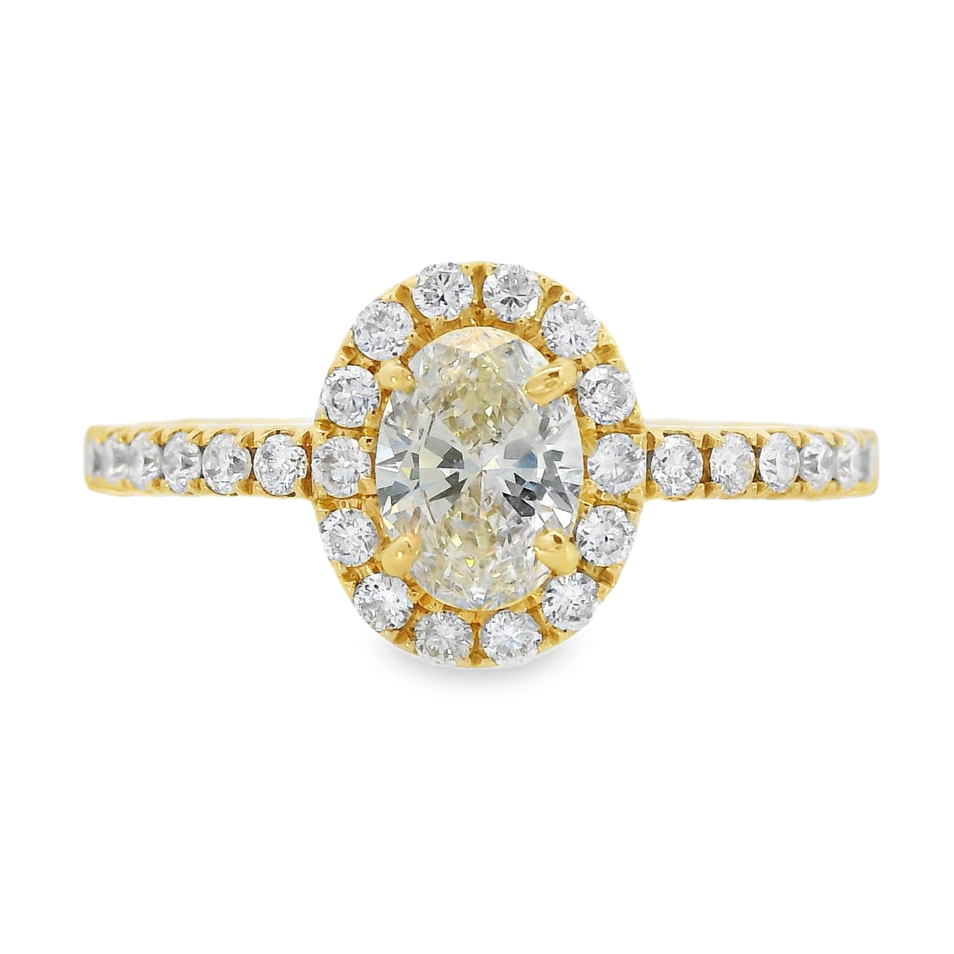 14K Yellow Gold - Halo Diamond Ring - 23164