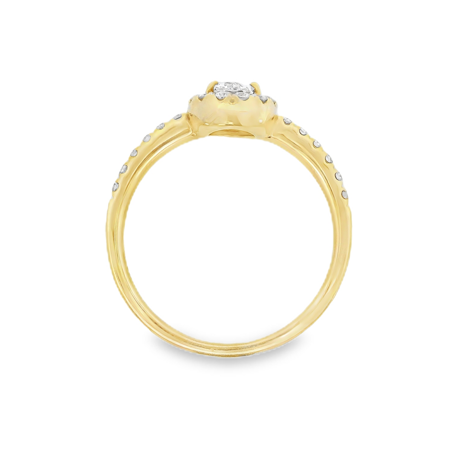 14K Yellow Gold - Halo Diamond Ring - 23164