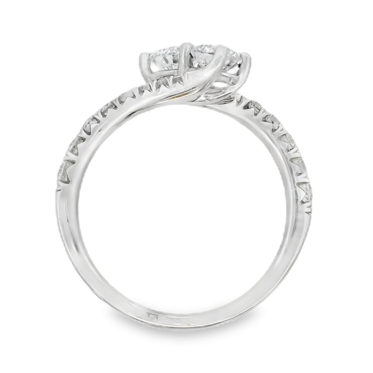 18K White Gold - Diamond Split Prong Ring - 25070