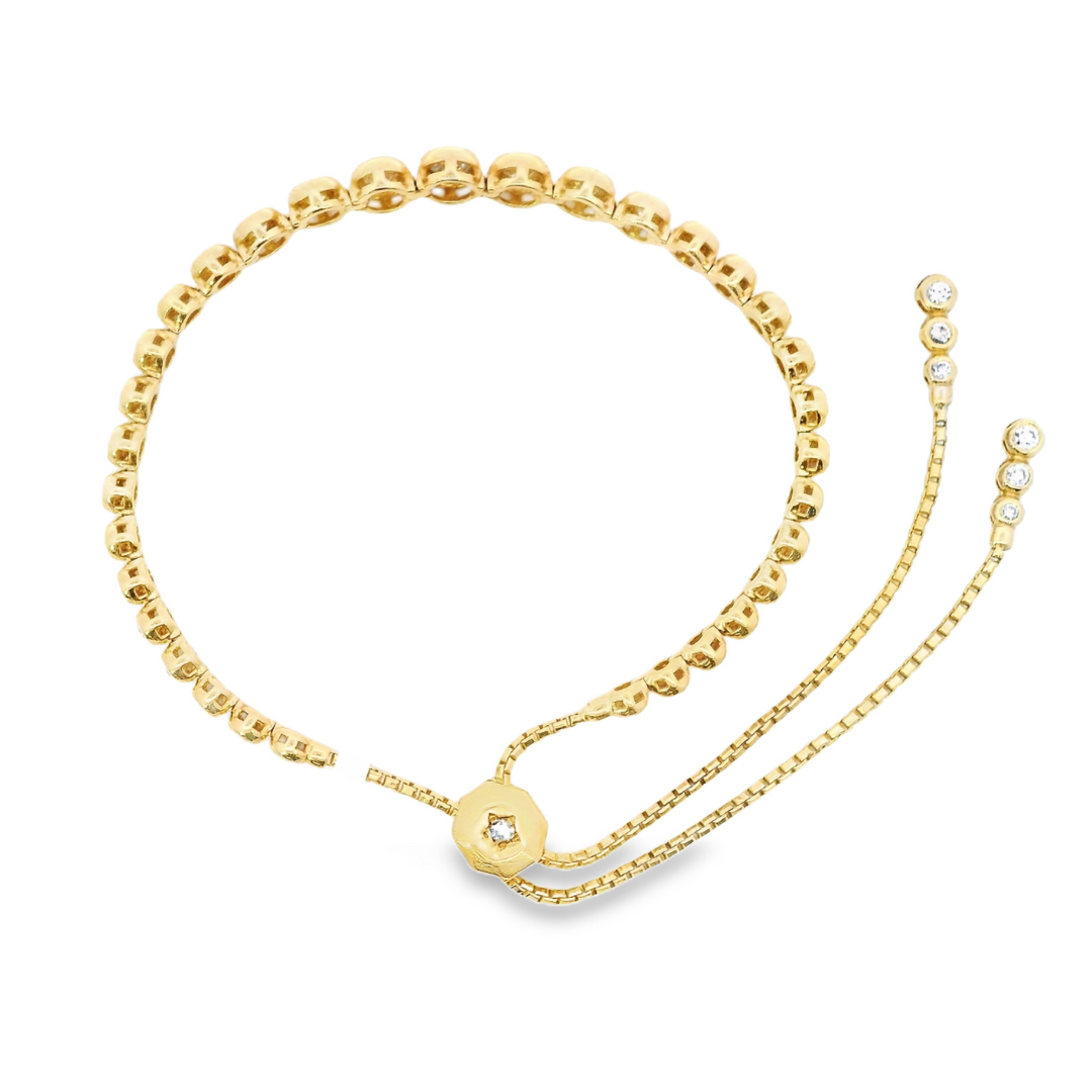 14K Yellow Gold - Diamond Bolo Bracelet - J35295