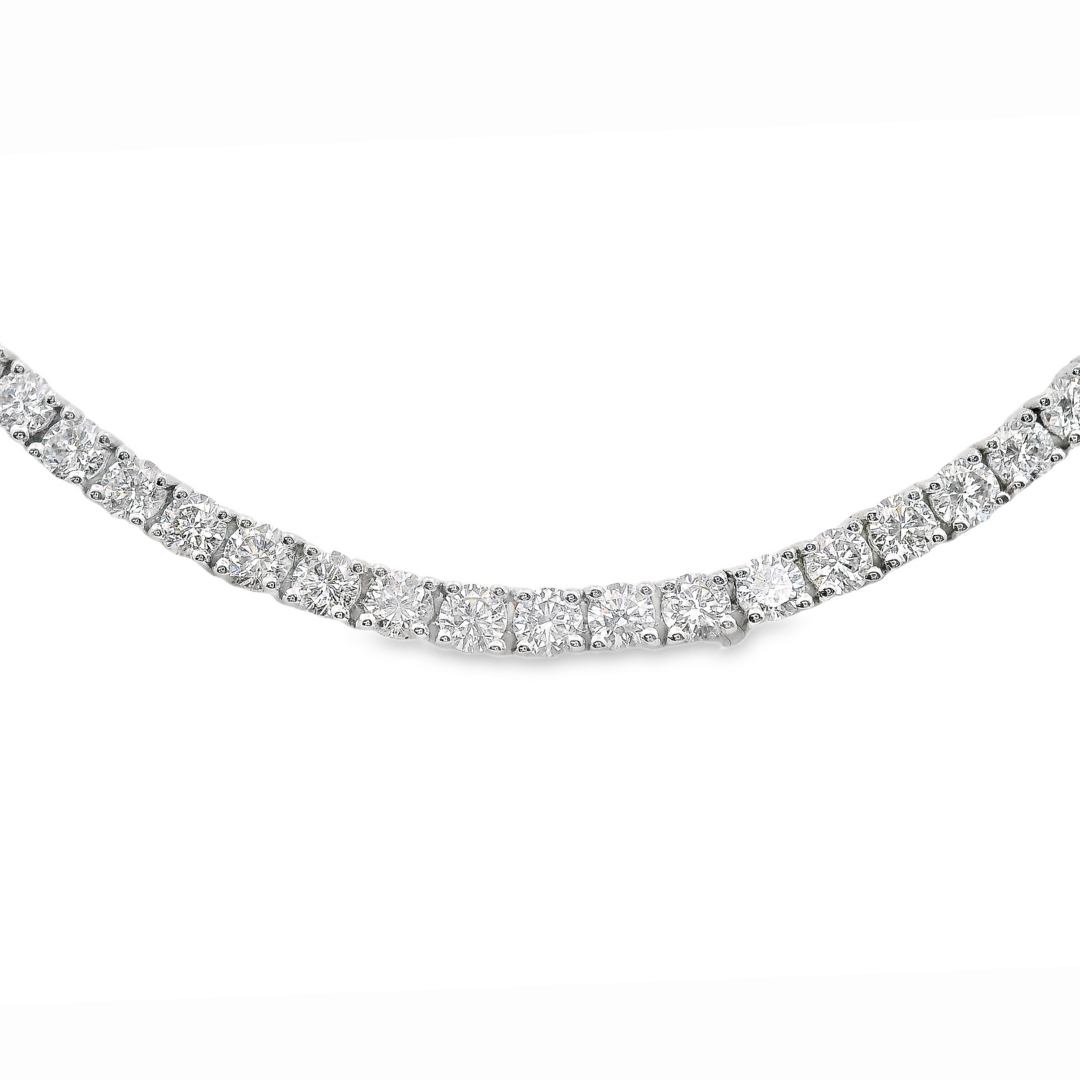 14K White Gold - 22in Diamond Tennis Necklace - J36278