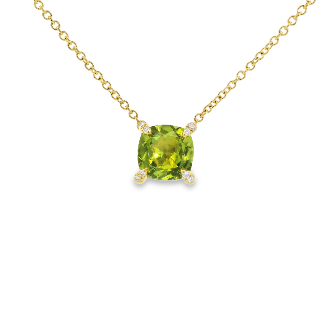 14K Yellow Gold - Peridot Necklace - J37503