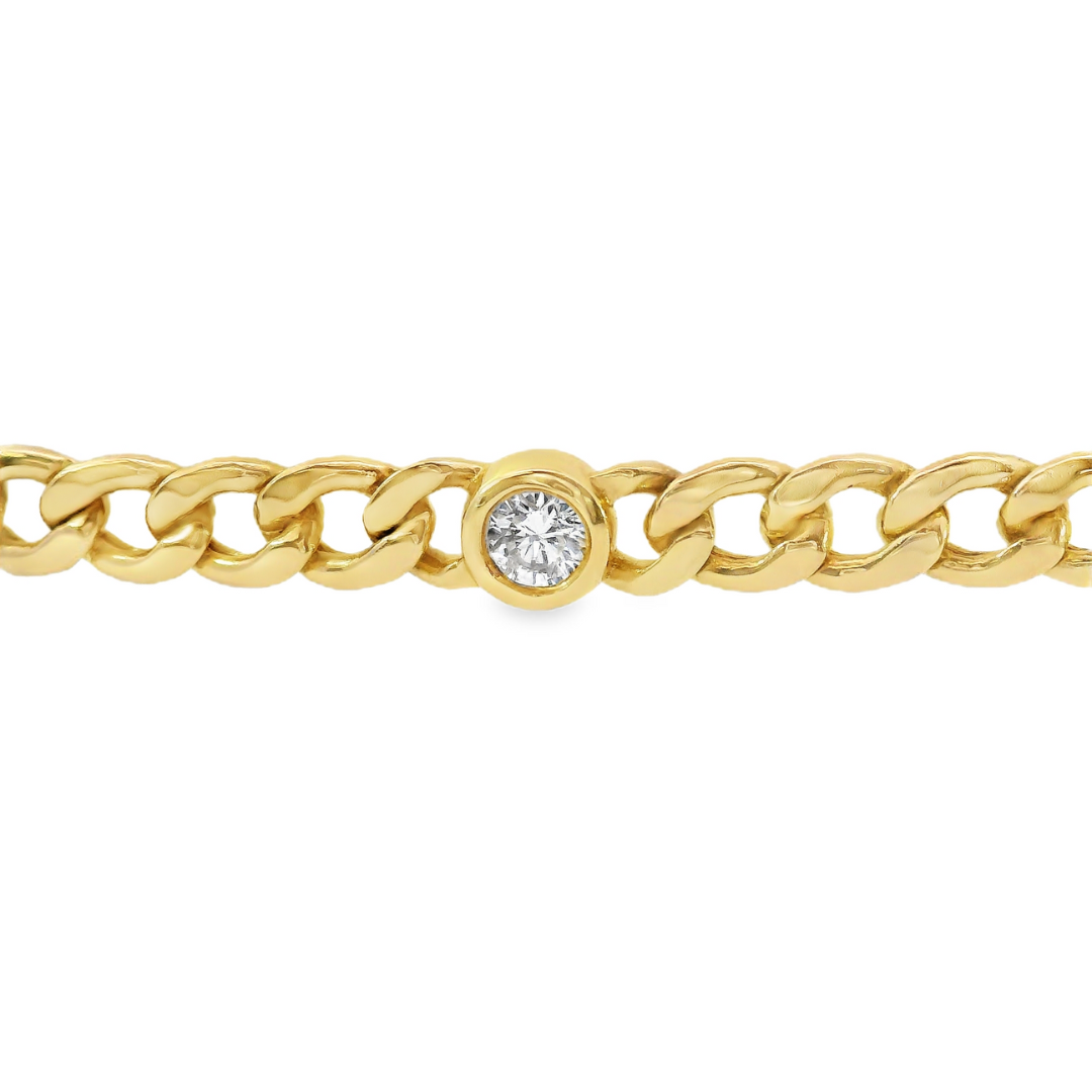 14K Yellow Gold - Diamond Link Bracelet - J35489