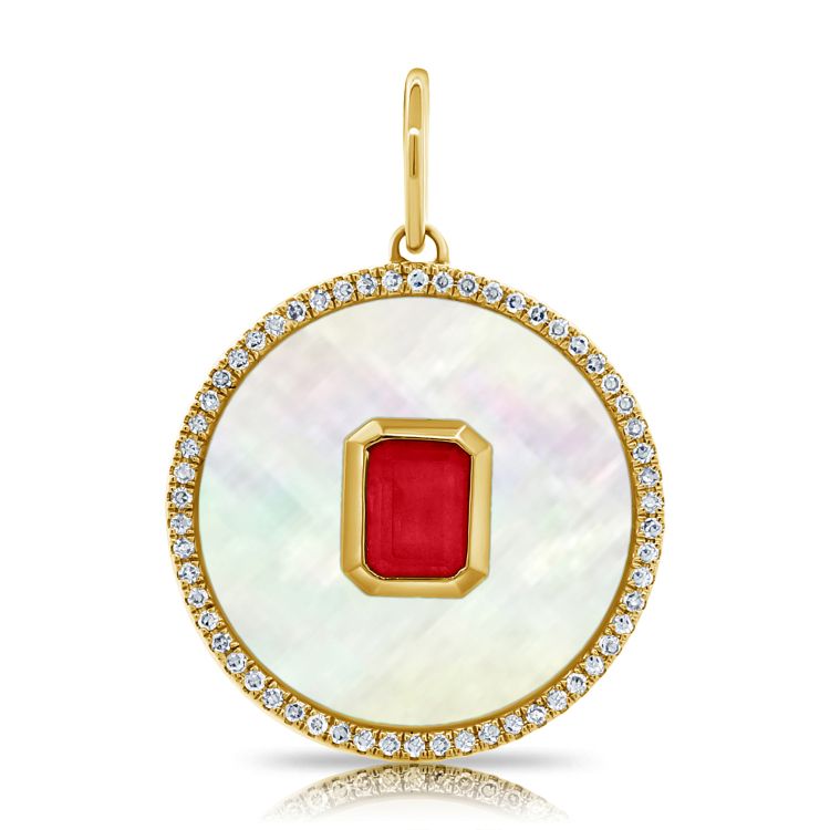14K Yellow Gold Ruby & Diamond Fashion Pendant - J36283
