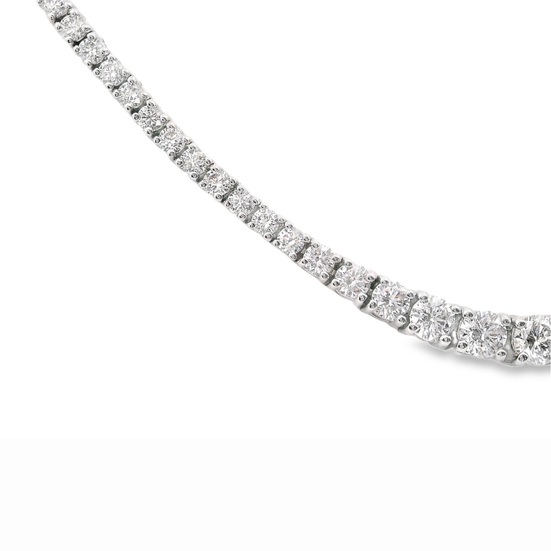 14K White Gold - Graduated Diamond Tennis Necklace - J36990