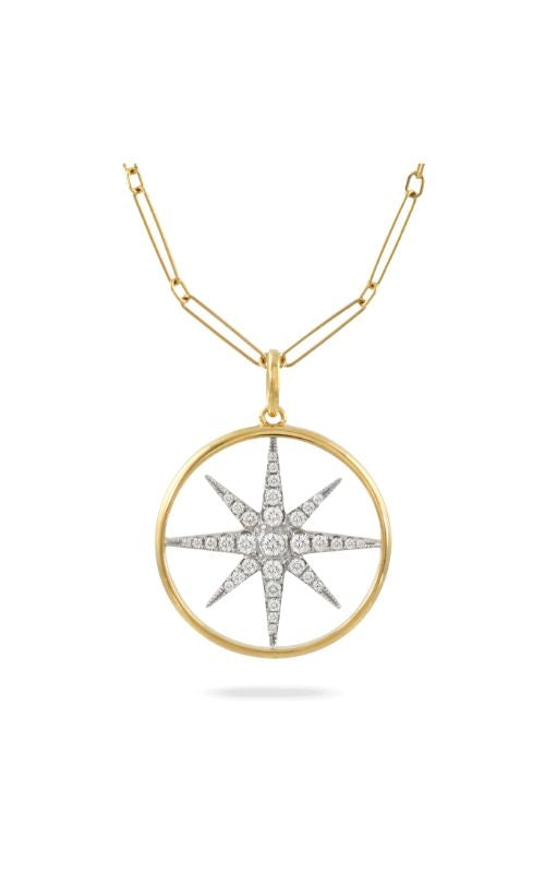 18K Yellow Gold Celestial Diamond Pendant - J35107