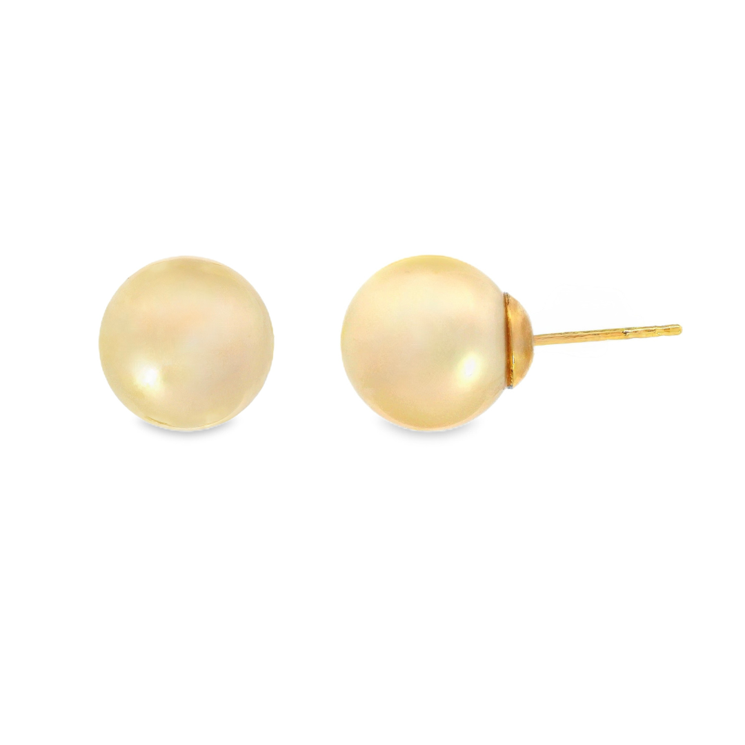 14K Yellow Gold - Golden Pearl Earrings - 8577