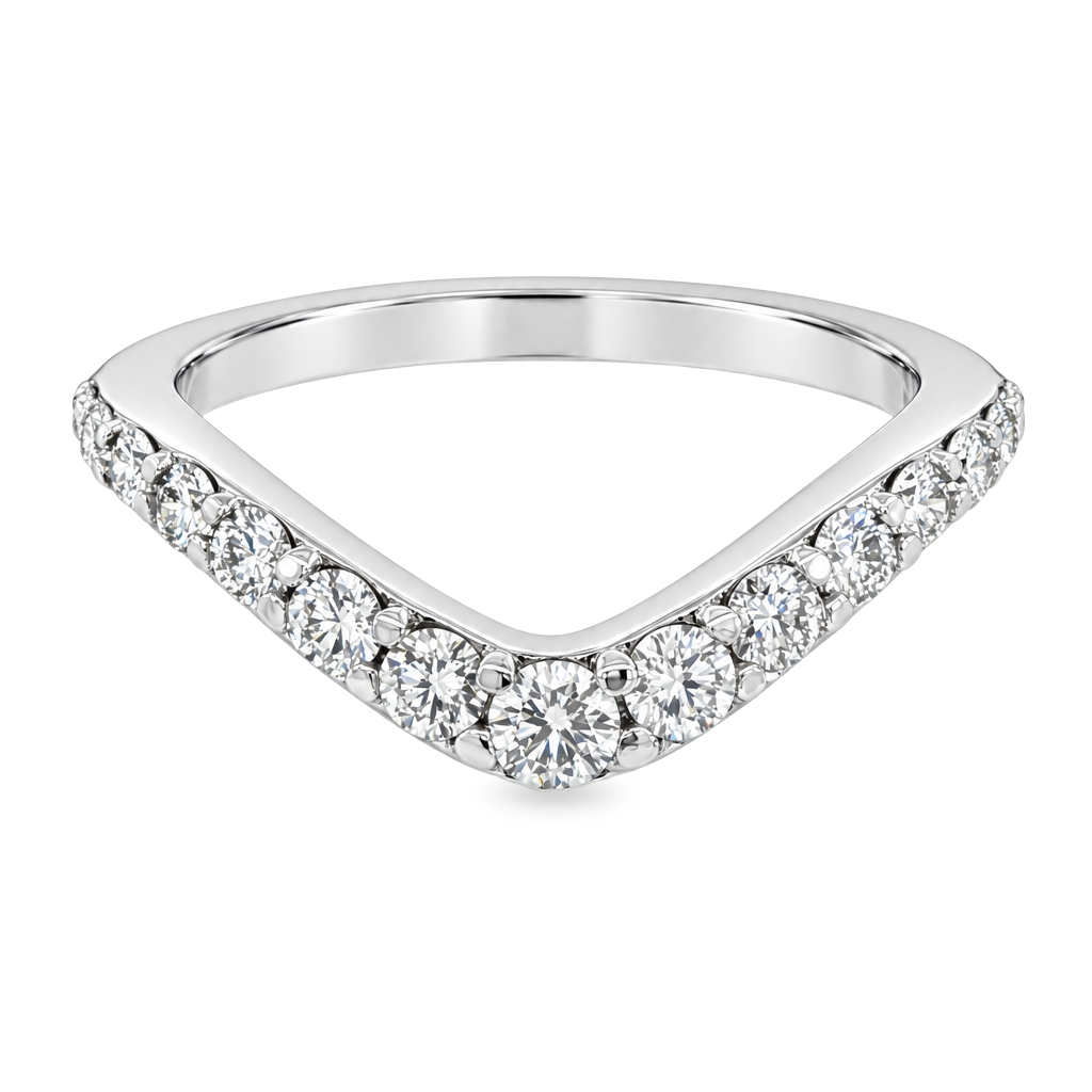 14K White Gold - Curved Diamond Band