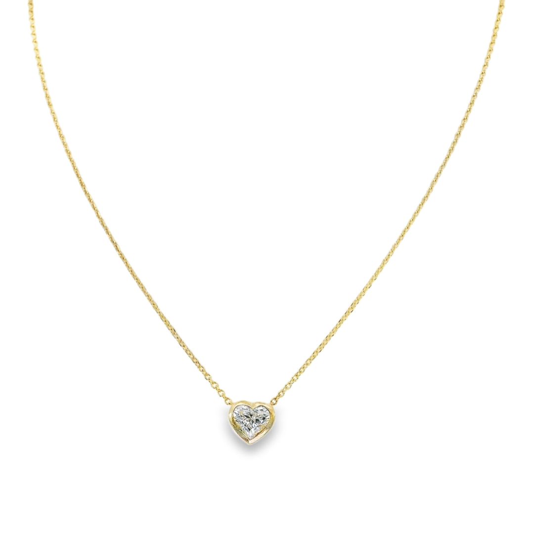 14K Yellow Gold - Diamond Heart Necklace - J37737