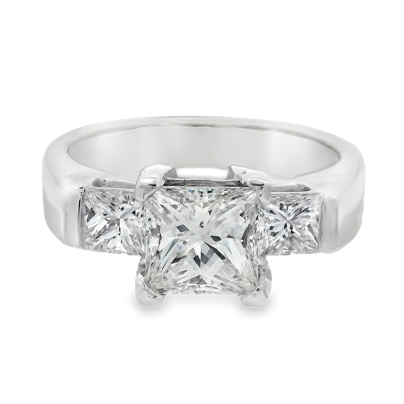 14K White Gold - Three Stone Ring - J31008