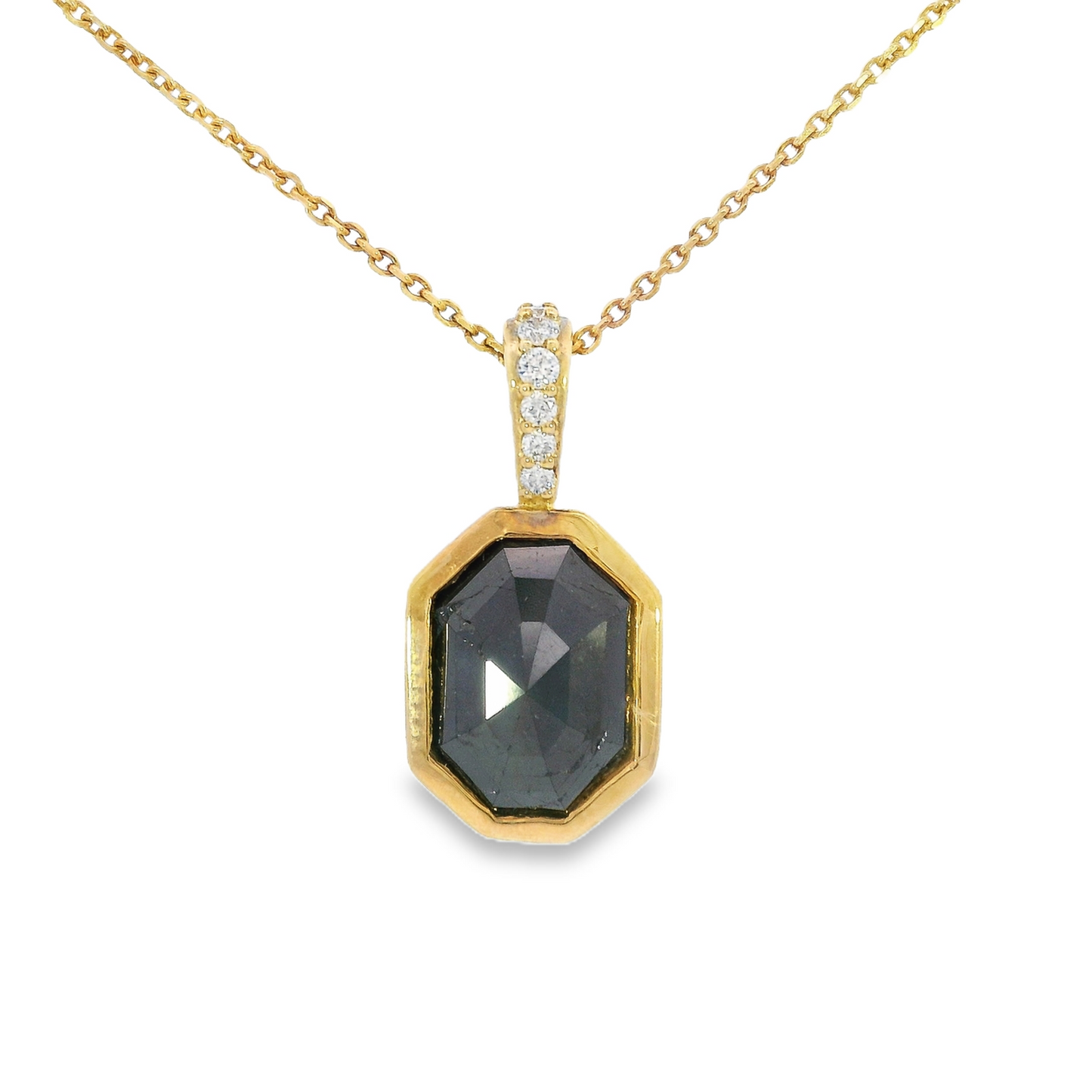 18K Yellow Gold - Black Diamond Pendant 1.60 carat - J31232