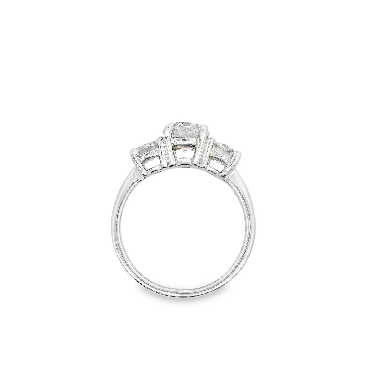 14K White Gold - Three Stone Diamond Ring - J31237
