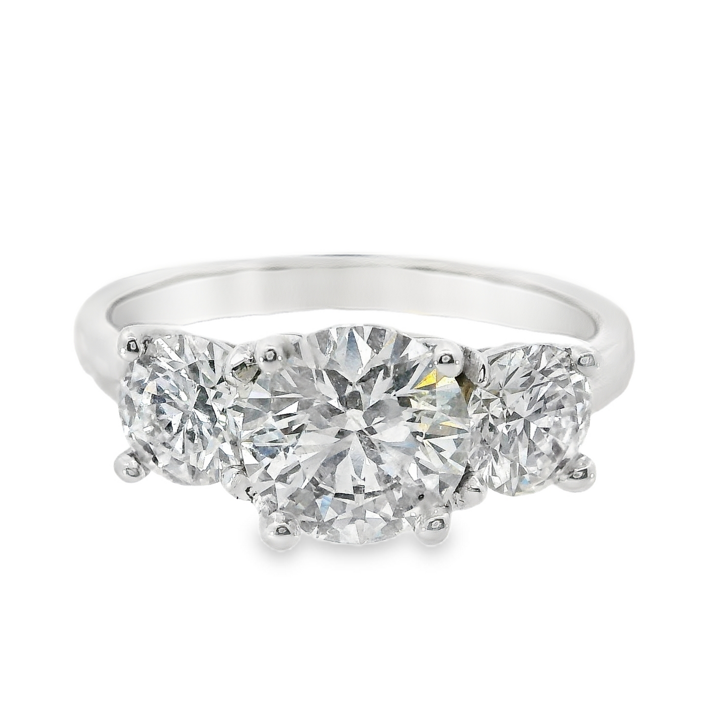 14K White Gold - Three Stone Diamond Ring - J31237