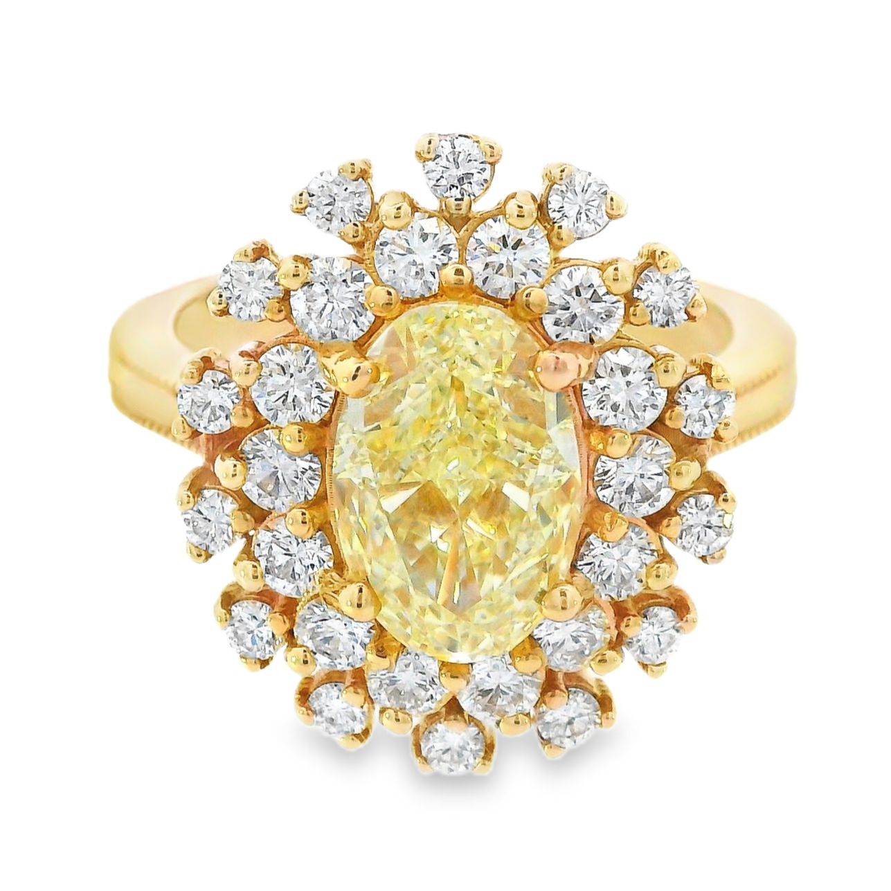 14K Yellow Gold - Halo Diamond Ring - J31759