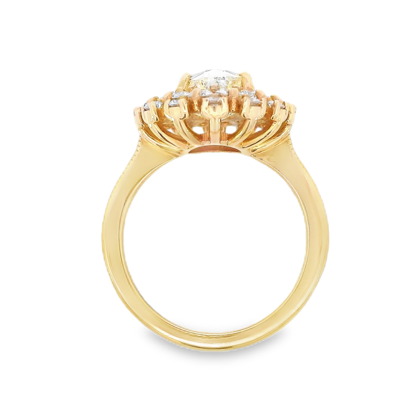 14K Yellow Gold - Halo Diamond Ring - J31759