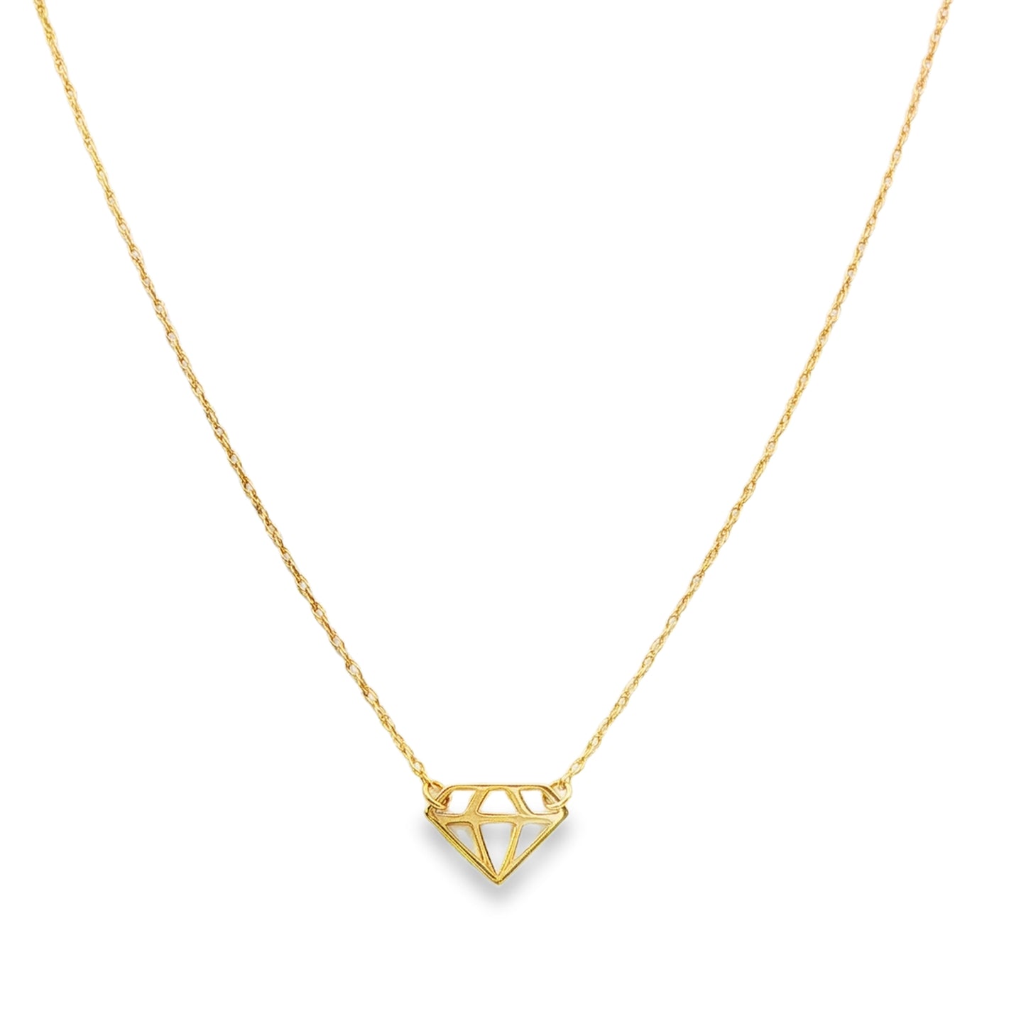 14K Yellow gold necklace with diamond silhouette pendant. Item J32590 - ABC Jewelry Co.