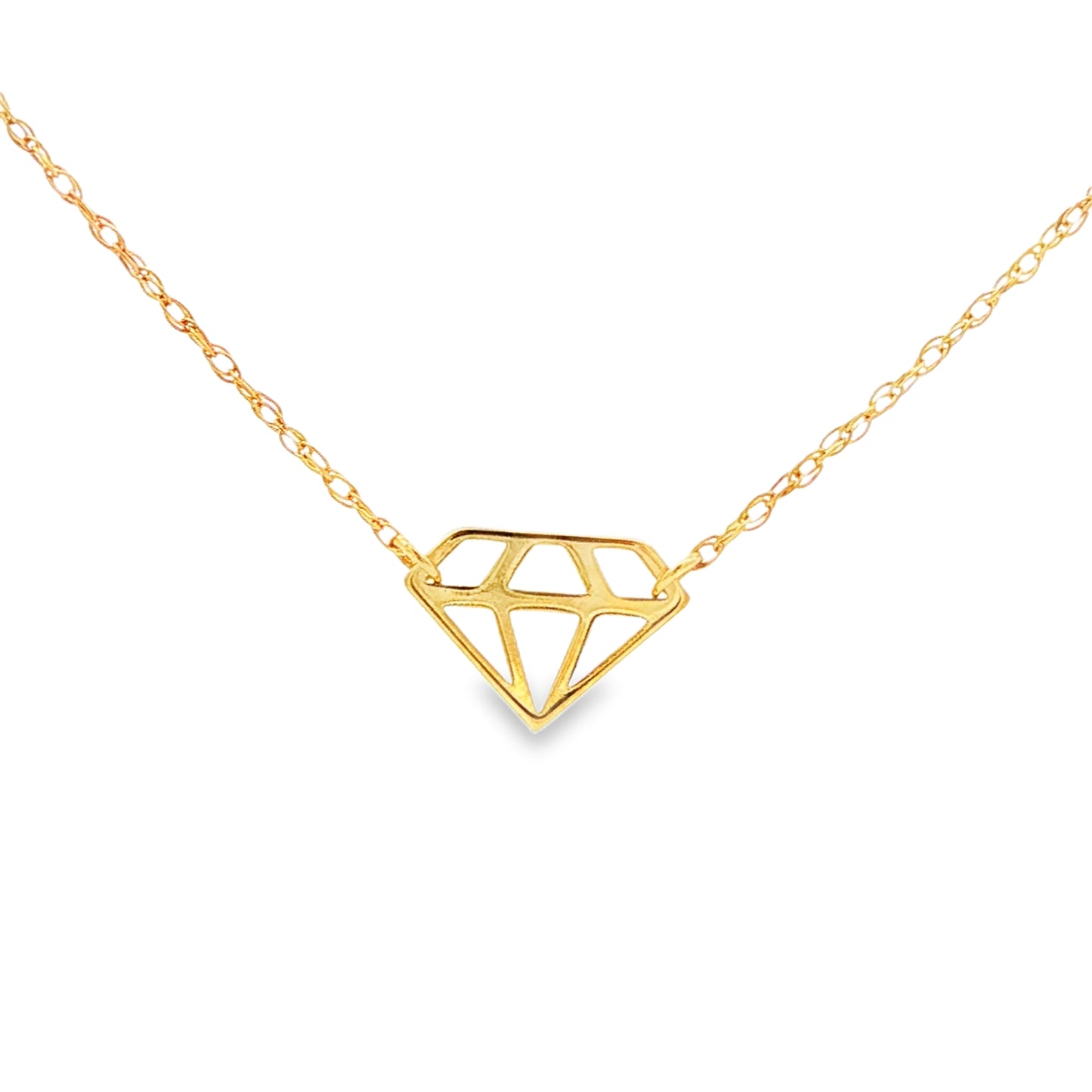 14K Yellow gold necklace with diamond silhouette pendant. Item J32590 - ABC Jewelry Co.