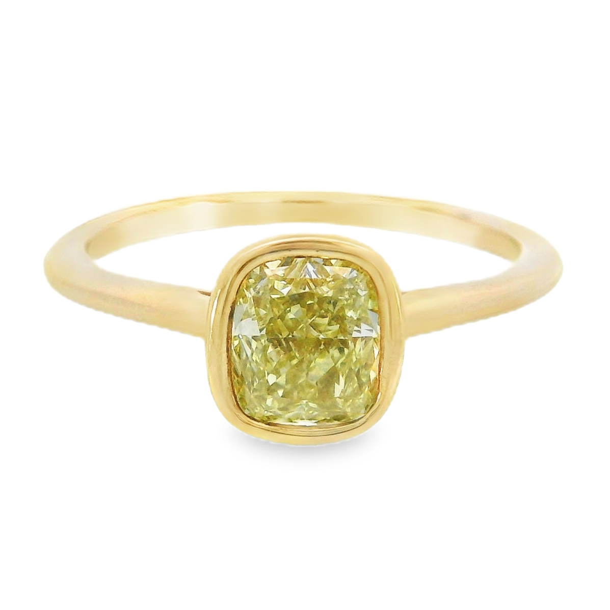 18K Yellow Gold - Fancy Yellow Solitaire Ring - J34273