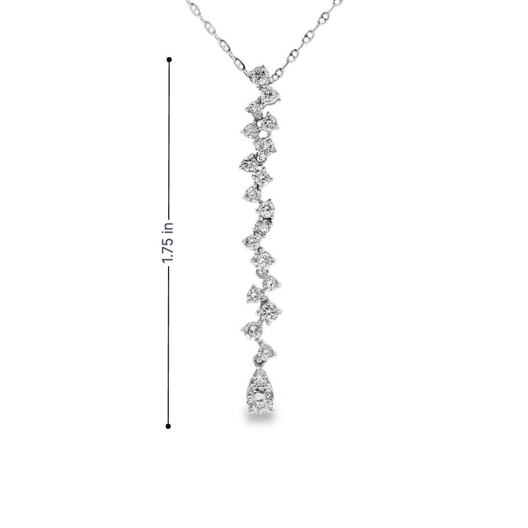 14K White gold necklace with diamond cascade pendant featuring round brilliant diamonds, item J34752 - ABC Jewelry Co