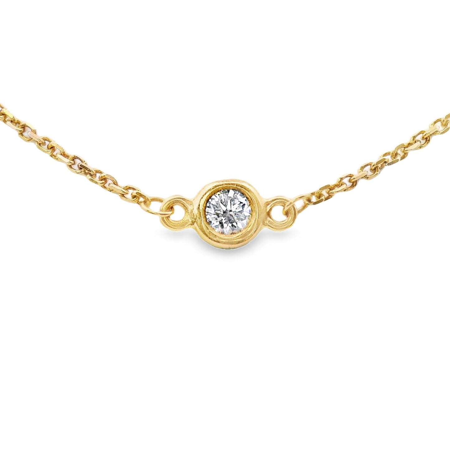 14K Yellow gold necklace in the Diamonds By The Yard style with bezel set diamonds, item J34929 - ABC Jewelry Co