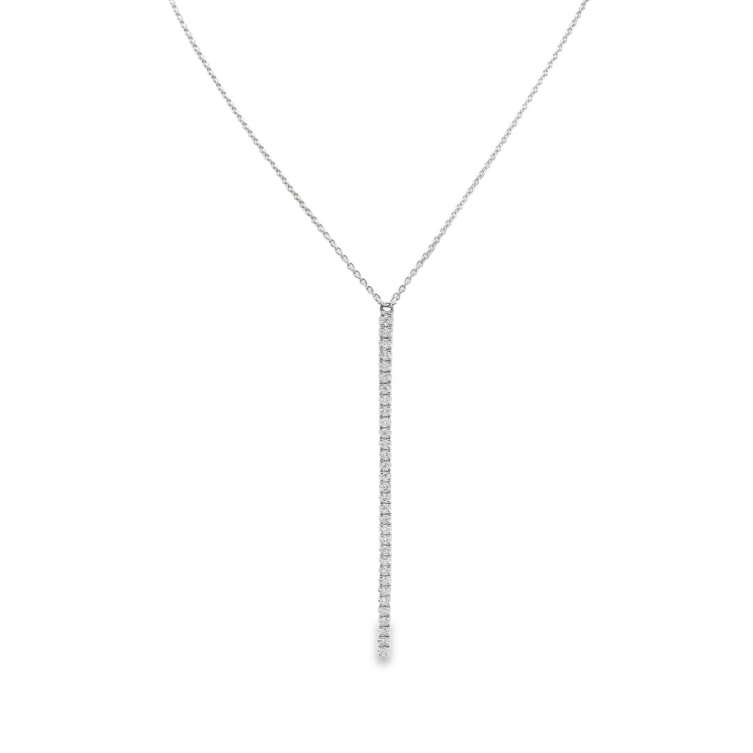 18K White gold necklace with vertical bar pendant set with diamonds, item J35009 - ABC Jewelry Co