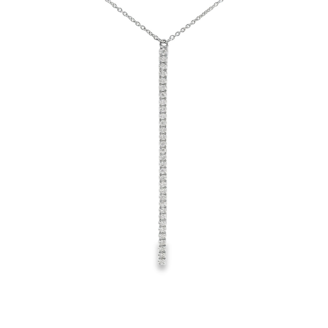 18K White gold necklace with vertical bar pendant set with diamonds, item J35009 - ABC Jewelry Co