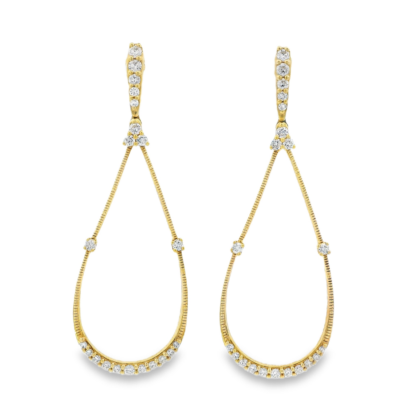 18K Yellow Gold - Diamond Dangle Earrings - J35062