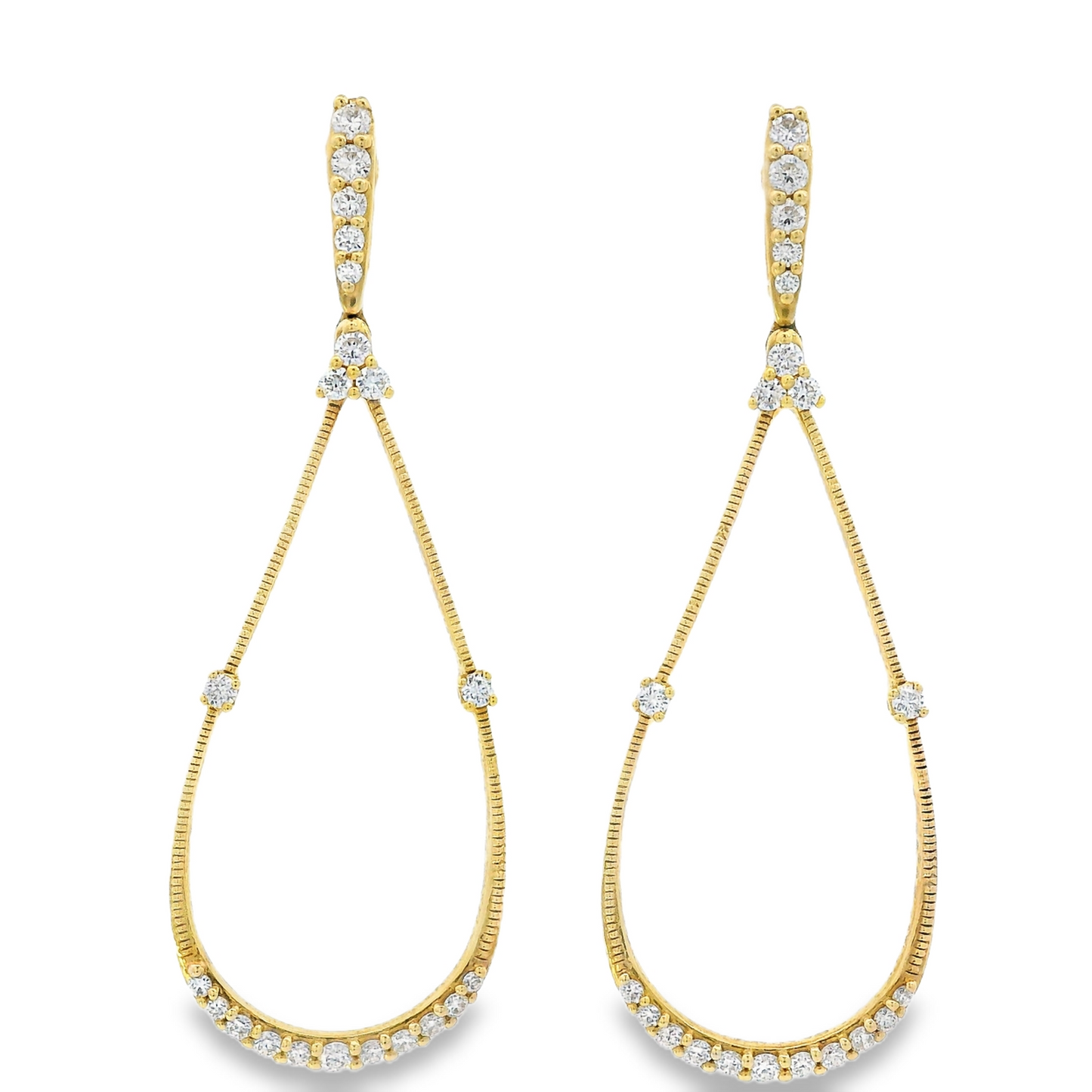 18K Yellow Gold - Diamond Dangle Earrings - J35062