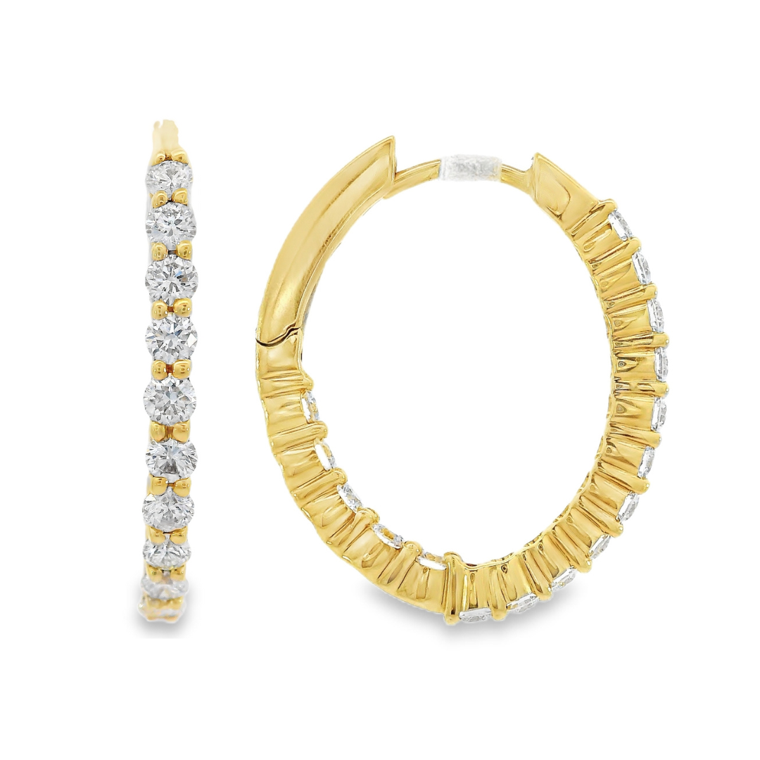 14K Yellow Gold - Diamond Hoop Earrings - J35236
