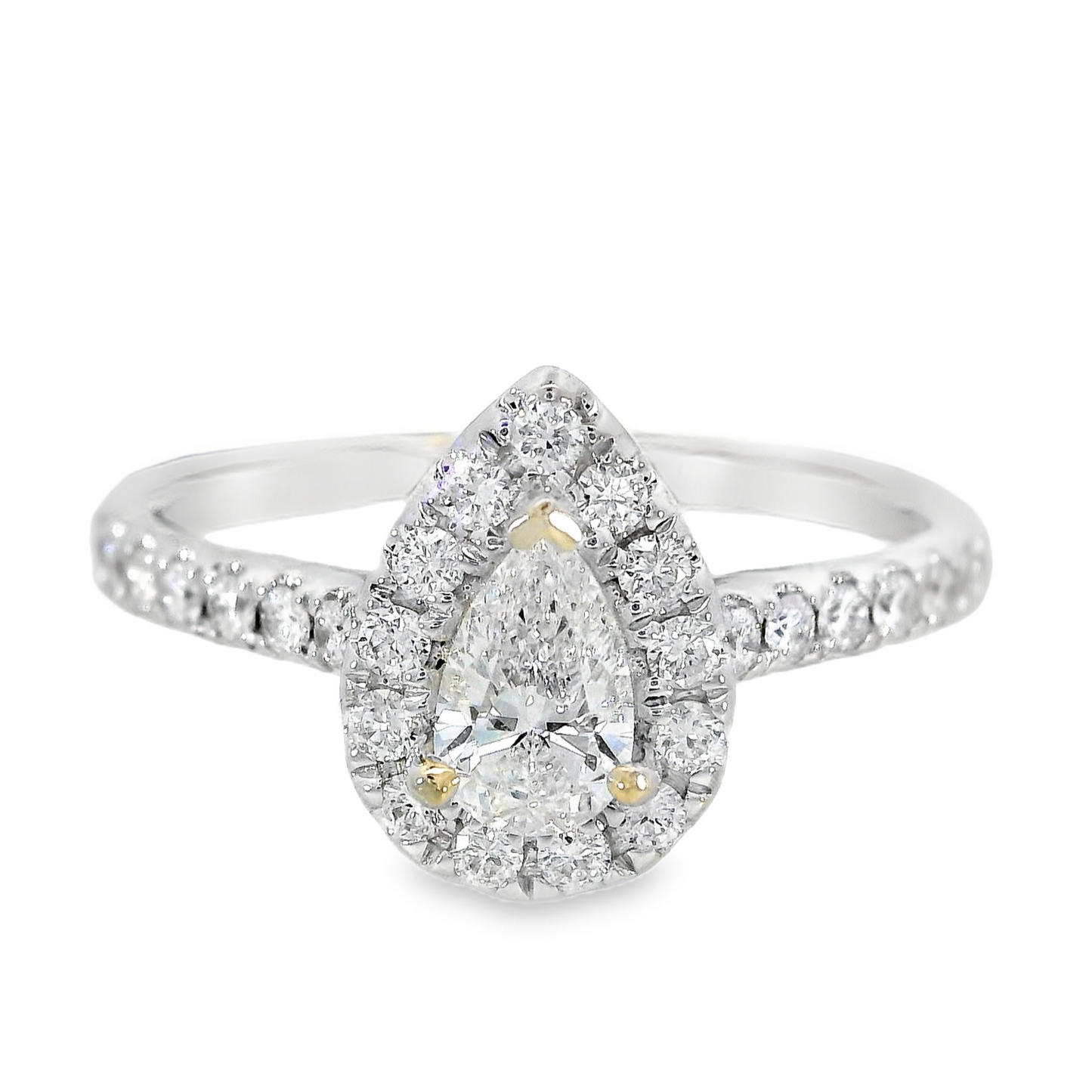 18K White Gold - Pear Shape Diamond Ring - J35748