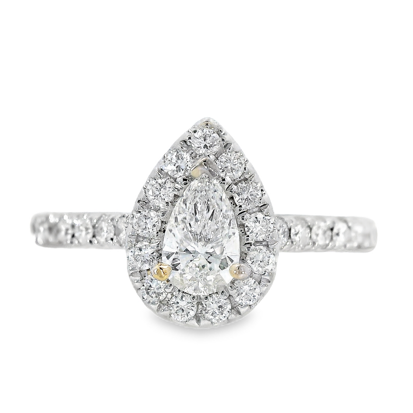 18K White Gold - Pear Shape Diamond Ring - J35748