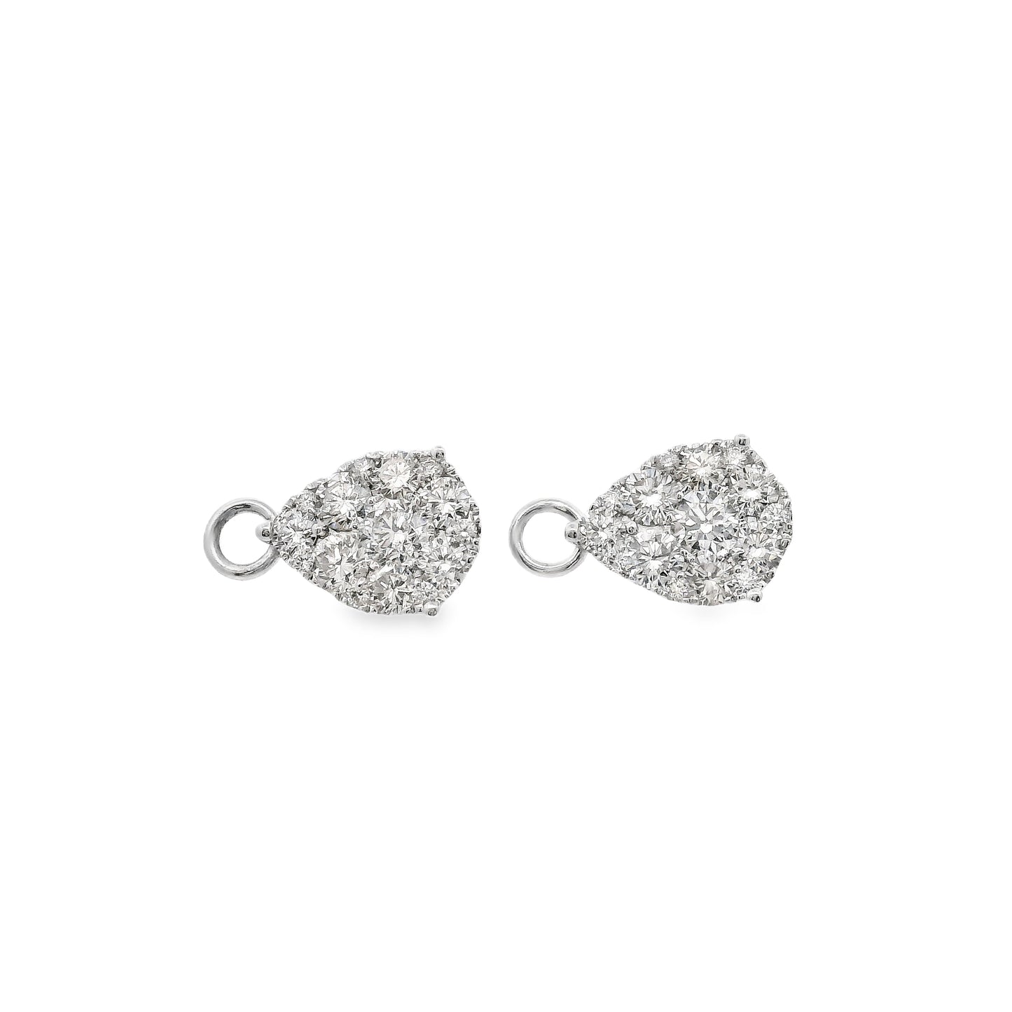 18K White gold earring jackets featuring clusters of diamonds. Item J35758 - ABC Jewelry Co