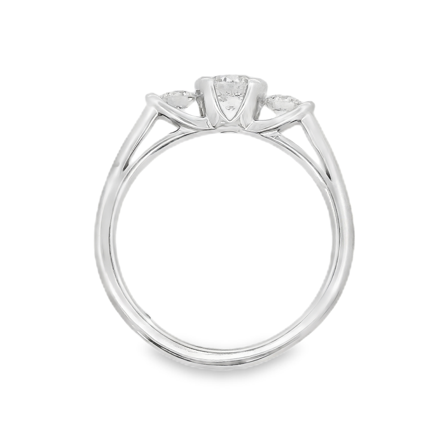 14K White Gold - Three Stone Diamond Ring - J35830