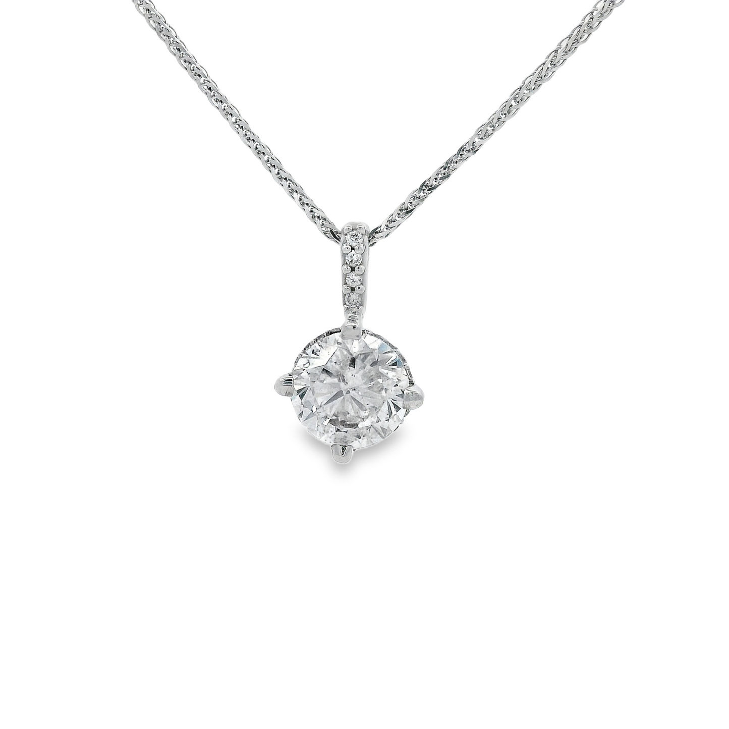 14K White Gold - Diamond Pendant - J35845